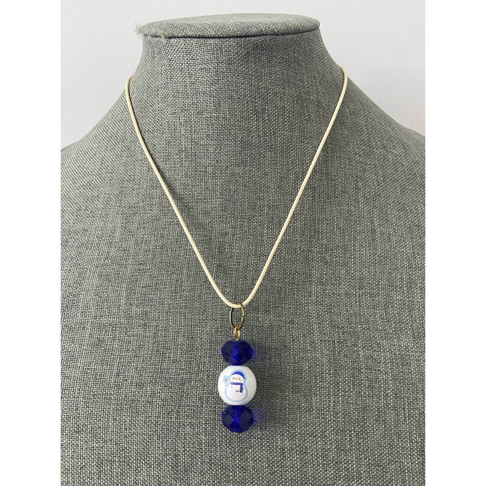 Handmade snowman pendant necklace